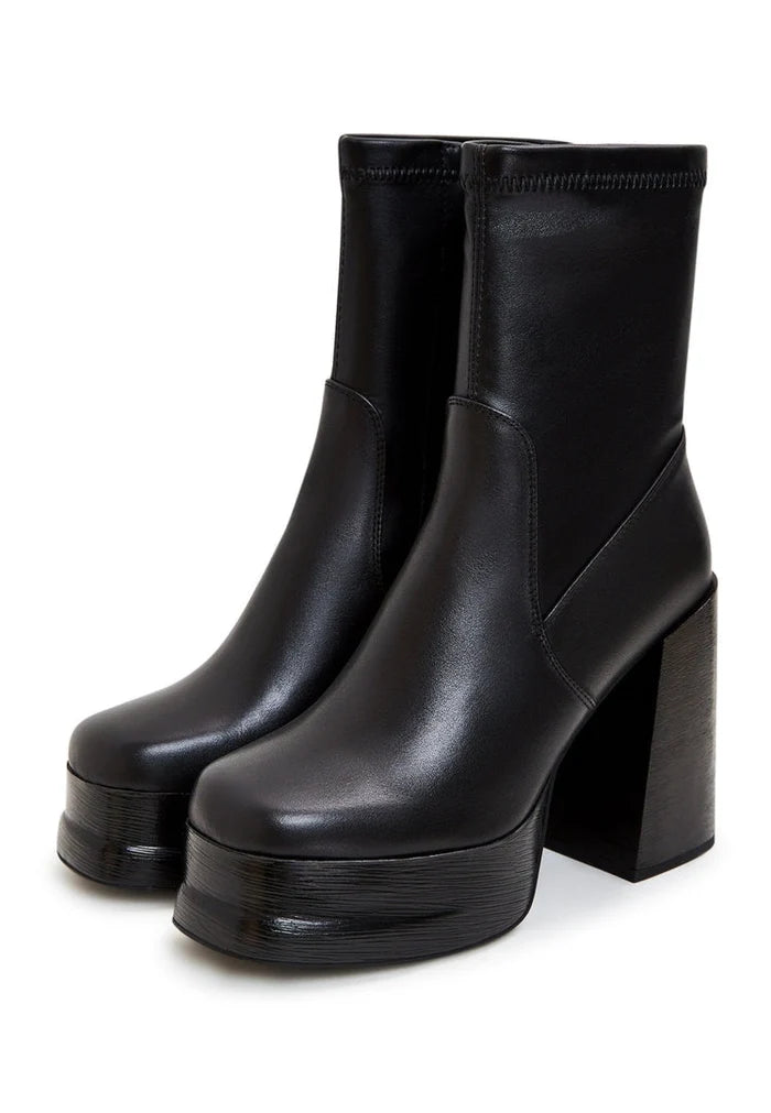 A stylish pair of leather heeled booties, perfect for women looking for high heel ankle boots that add a touch of sophistication to their outfits.