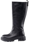 A stylish pair of knee-high black leather boots for women, known as the Anastasia Black boots, featuring high-quality leather craftsmanship.