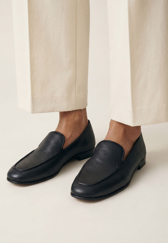 Leather Luxe Slip-Ons - Black