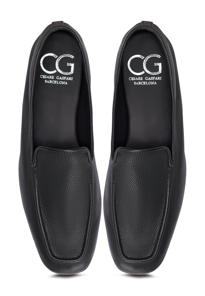 Leather Luxe Slip-Ons - Black