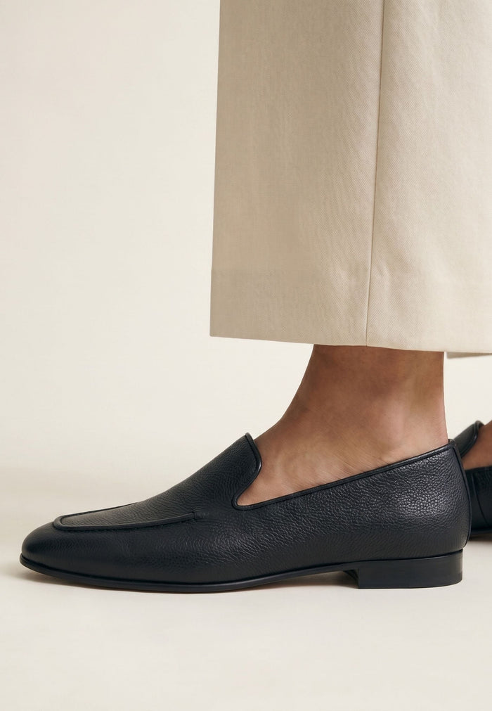 Leather Luxe Slip-Ons - Black