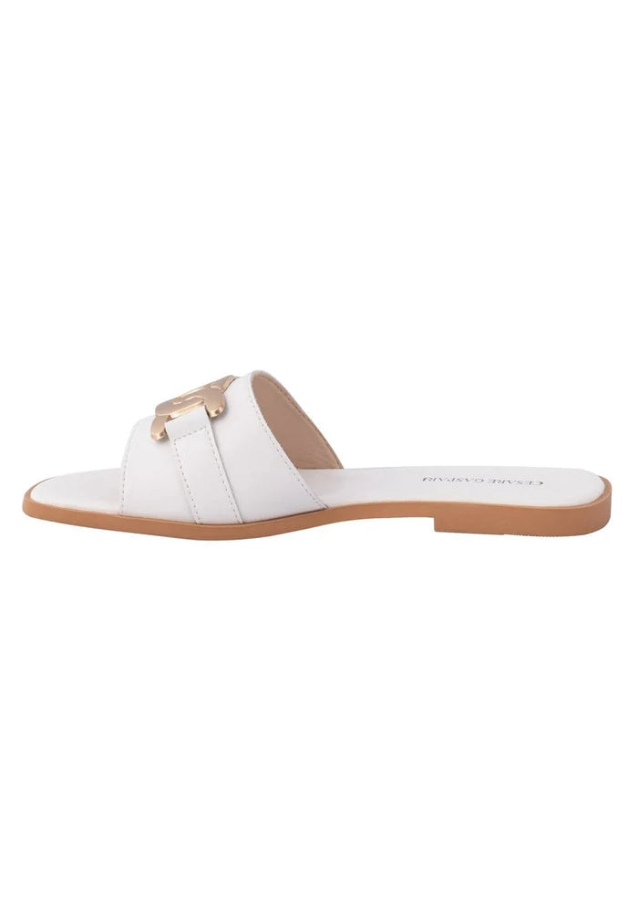 Leather Mules - White
