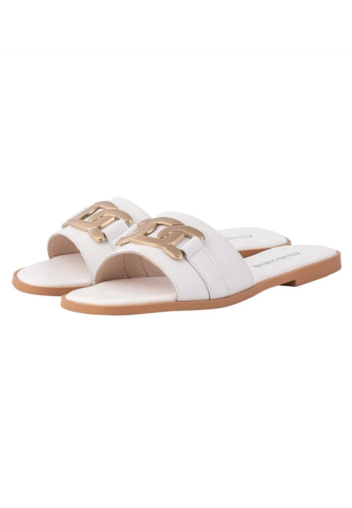 Leather Mules - White