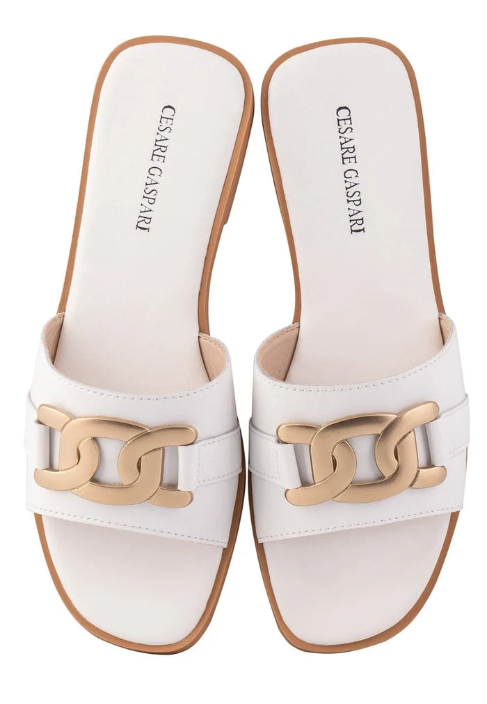 Leather Mules - White