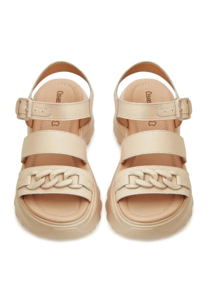A stylish pair of women's leather platform heeled sandals, perfect for making a statement with their high heel platform design.