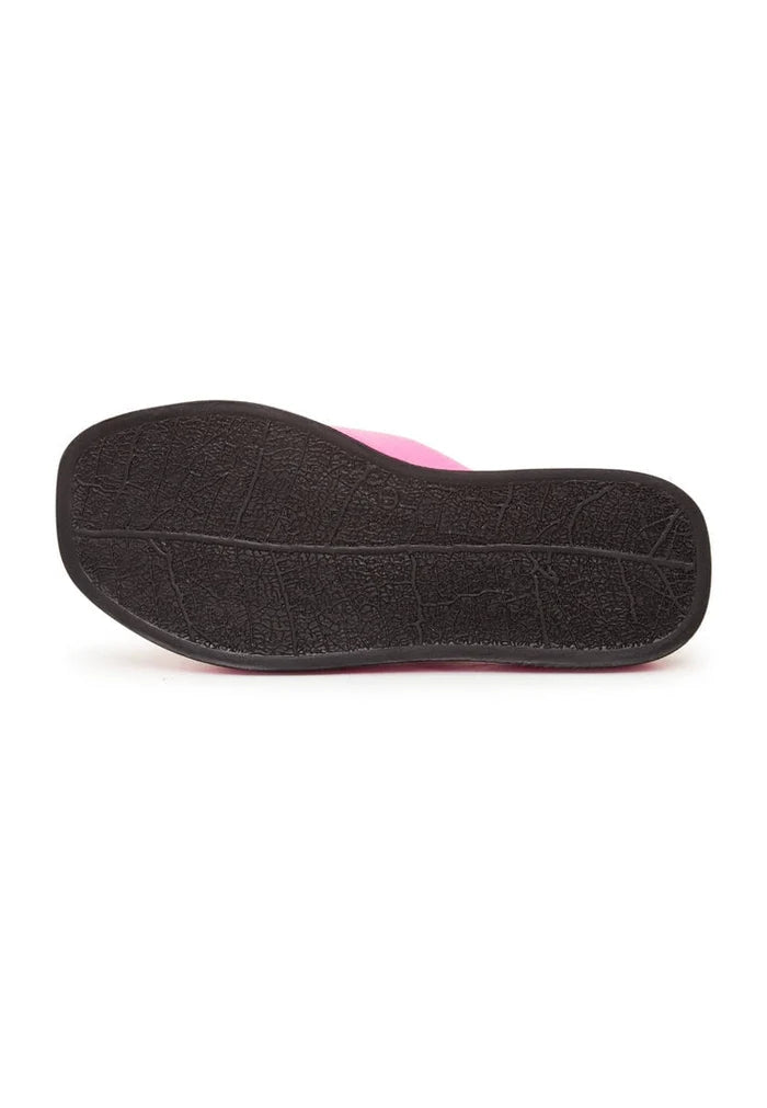 A stylish fuchsia leather platform mule sandal for women, featuring a chunky heel and trendy design.