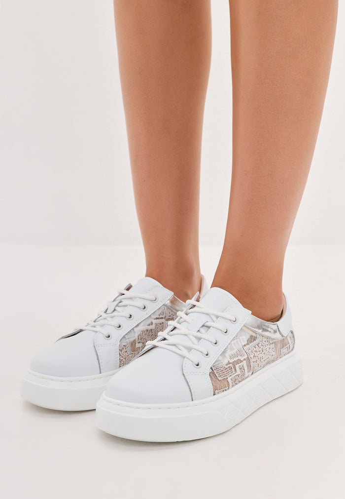 Leather Platform Sneakers Nancy - White