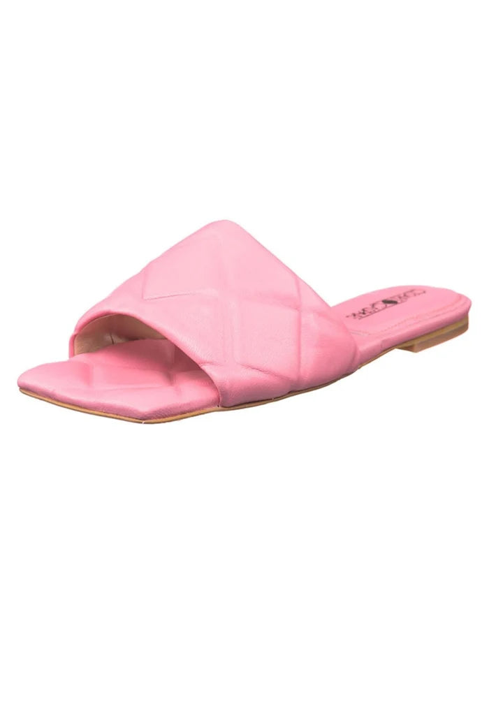 Leather Slip On Mules - Pink