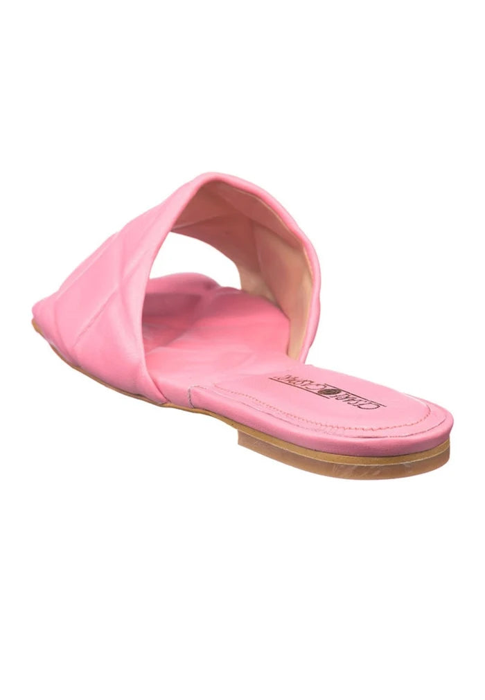 Leather Slip On Mules - Pink