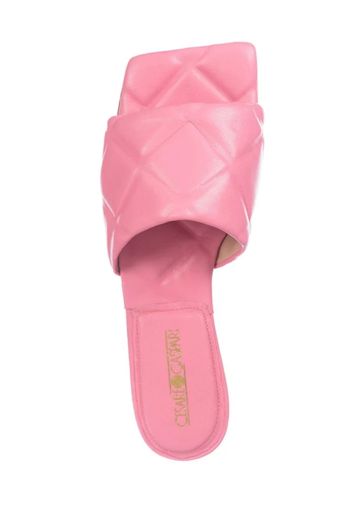 Leather Slip On Mules - Pink