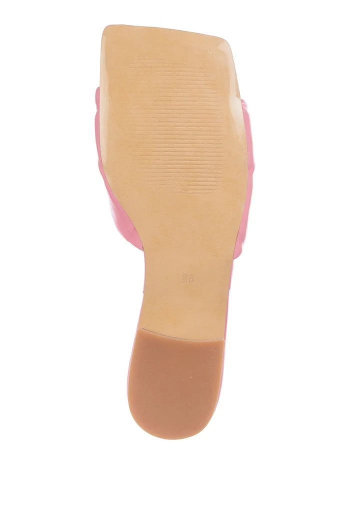 Leather Slip On Mules - Pink