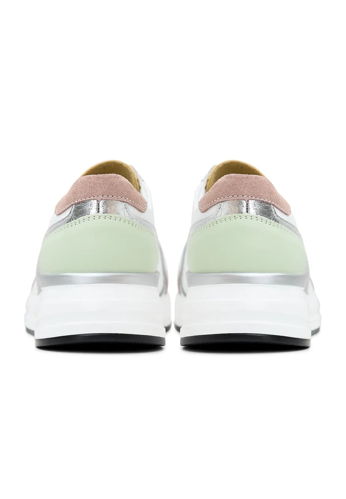 A trendy pair of white leather sneakers with Eva sole, ideal for casual fashion wear, showcasing the latest in leather footwear trends.