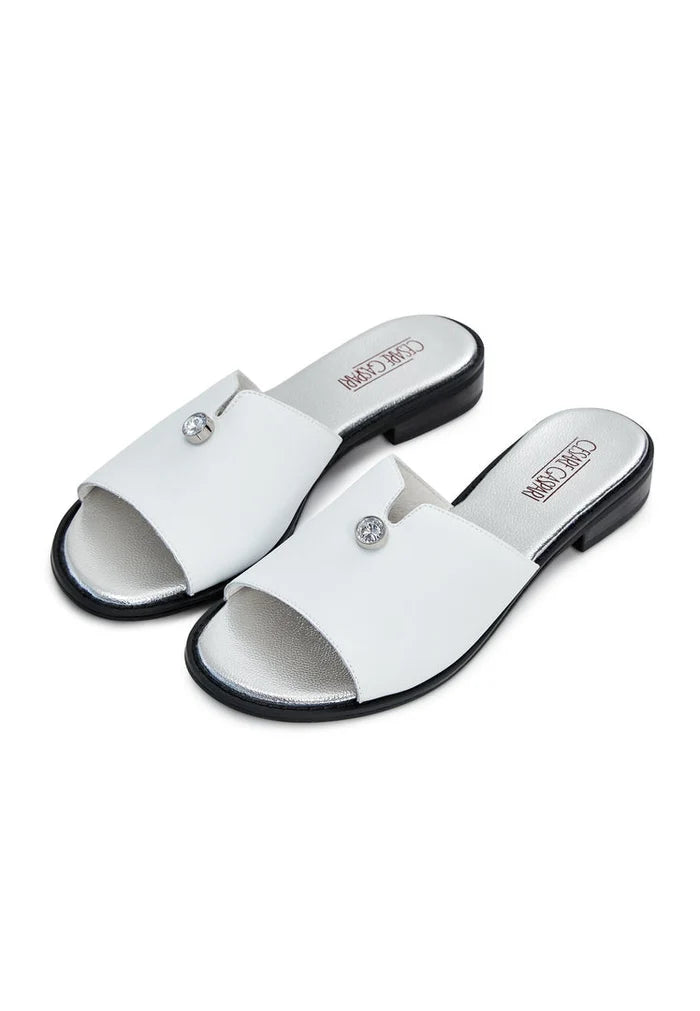 A stylish pair of leather platform heel sandals perfect for urban outings.