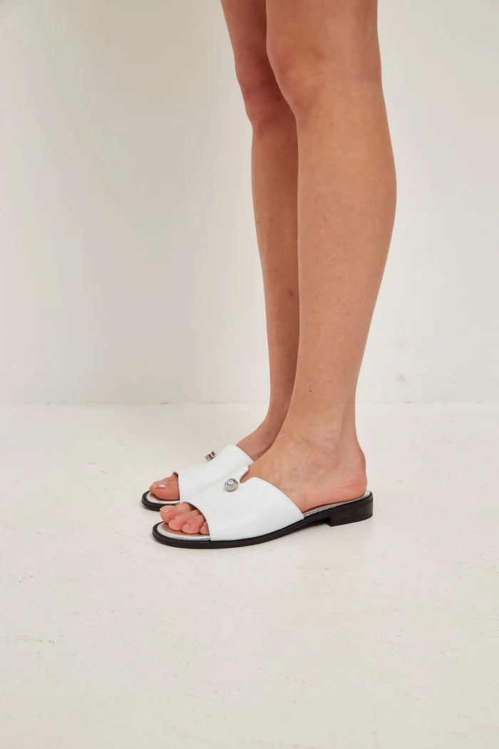 A pair of stylish leather platform heel sandals, perfect for urban chic looks.