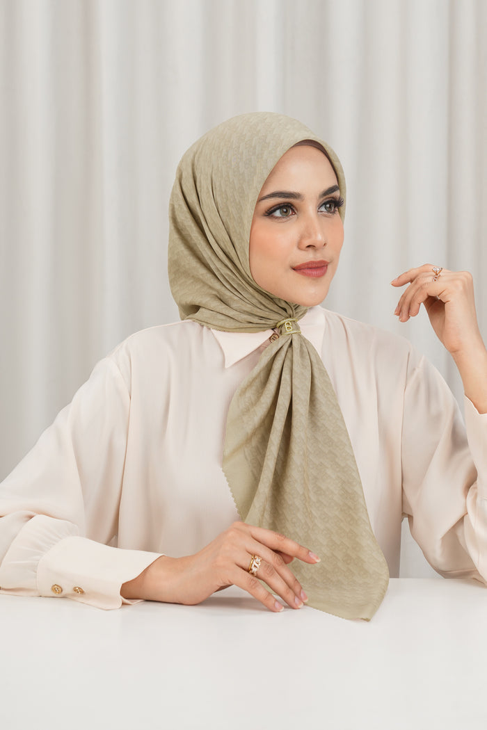 Leena Monogram Square - Pale Khaki