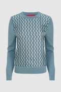 leena monogram sweatshirt in blue by buttonscarves