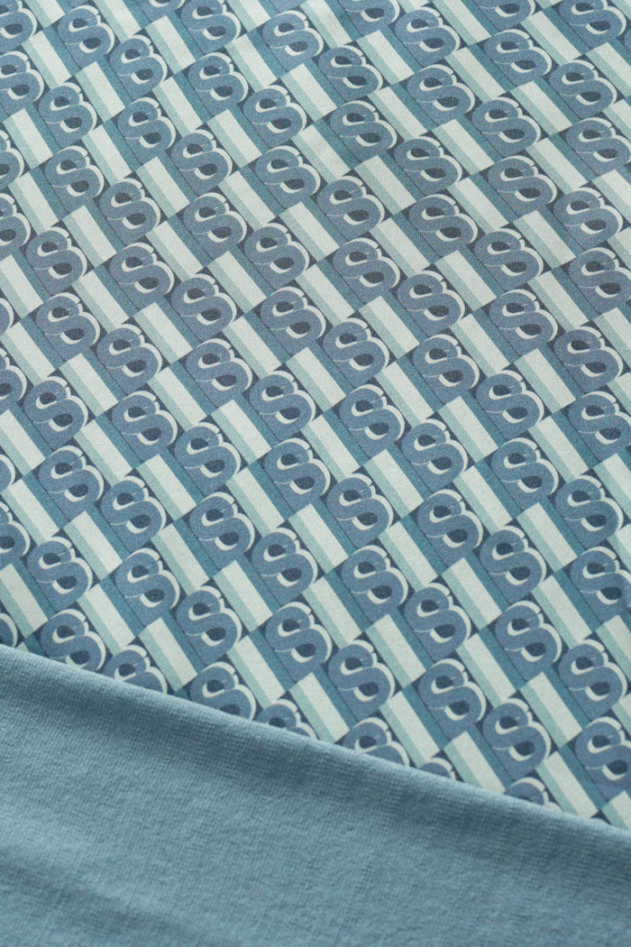 leena monogram sweatshirt in blue by buttonscarves pattern detail
