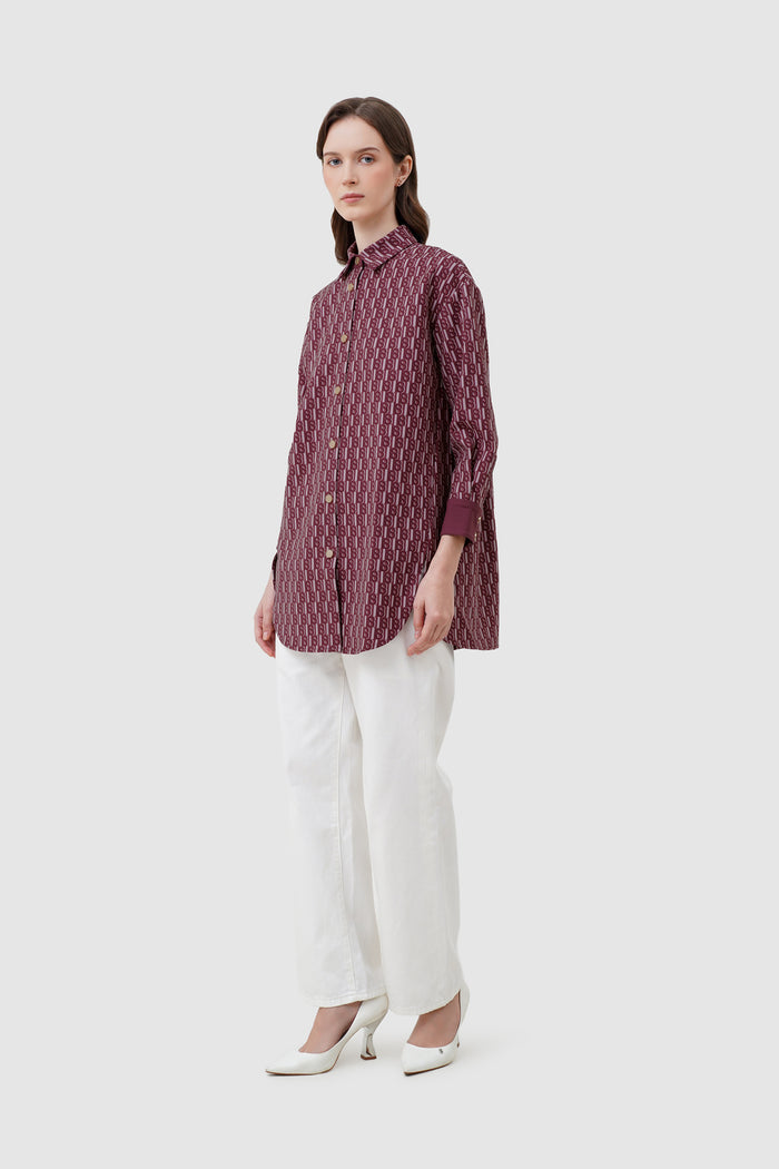 Leena Monogram Tunic - Raspberry