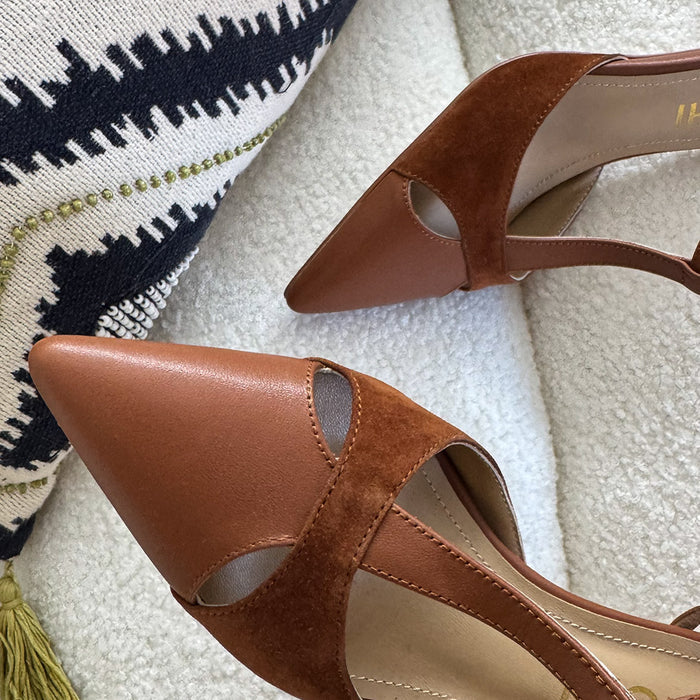 LEGAL BROWN- cut out slingback pumps