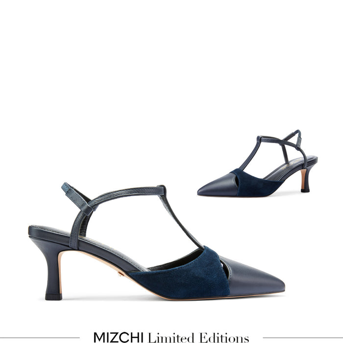LEGAL NAVY- cut out slingback pumps