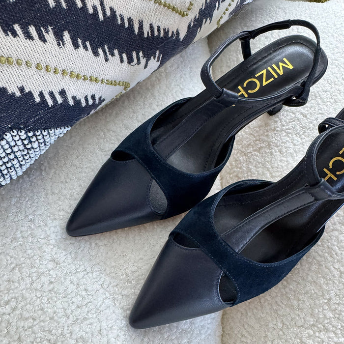 LEGAL NAVY- cut out slingback pumps