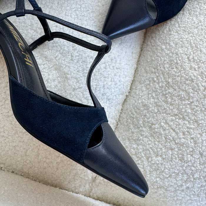 LEGAL NAVY- cut out slingback pumps
