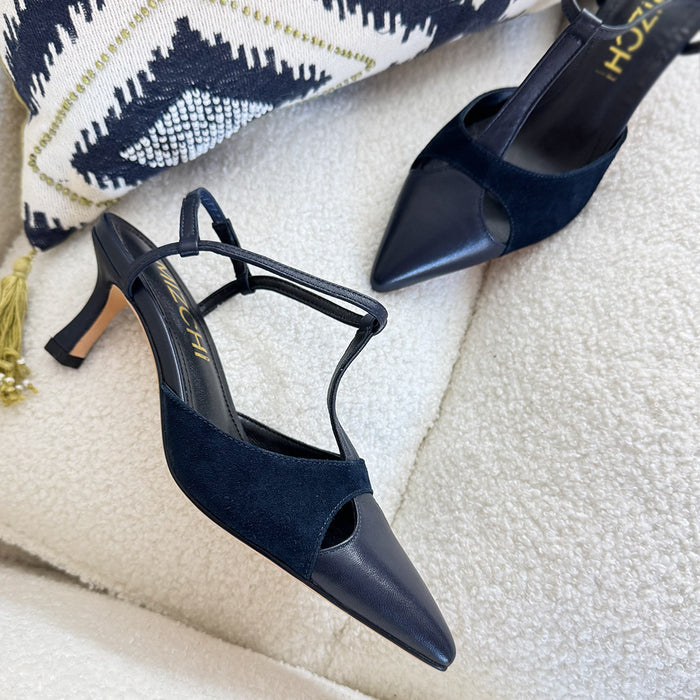 LEGAL NAVY- cut out slingback pumps