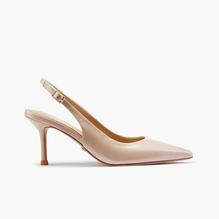Lena 75 - beige polished leather slingback