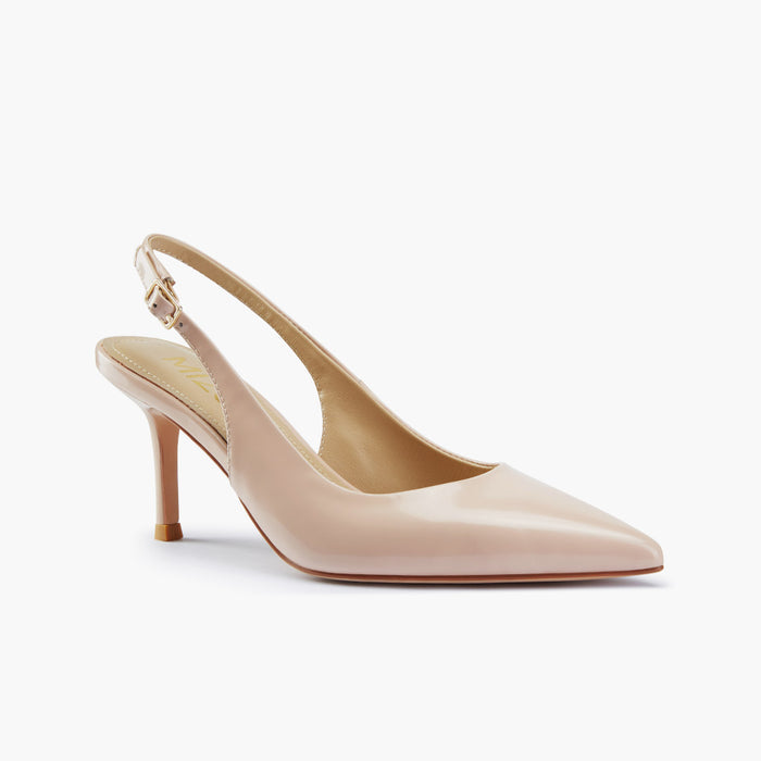 Lena 75 - beige polished leather slingback