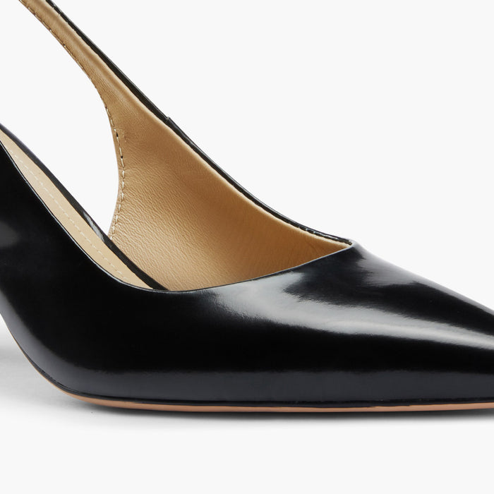 Lena 75 - black polished leather slingback