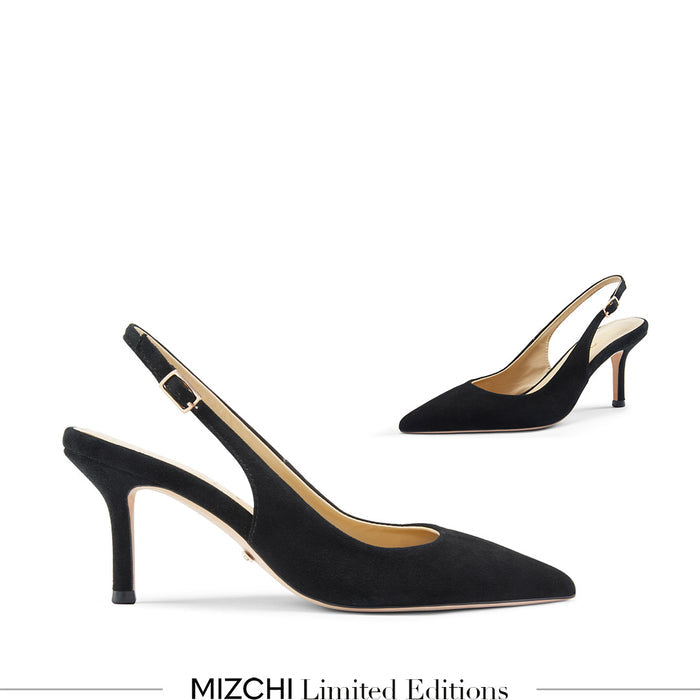 Lena 75 - black suede slingback