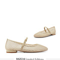 Lola - Beige Mesh Mary Jane Flats
