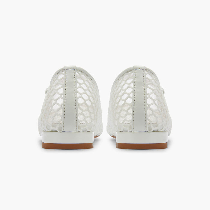 *Lola - White Mesh Mary Jane Flats