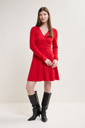 Long Sleeve Wrap-Over Dress - 2229