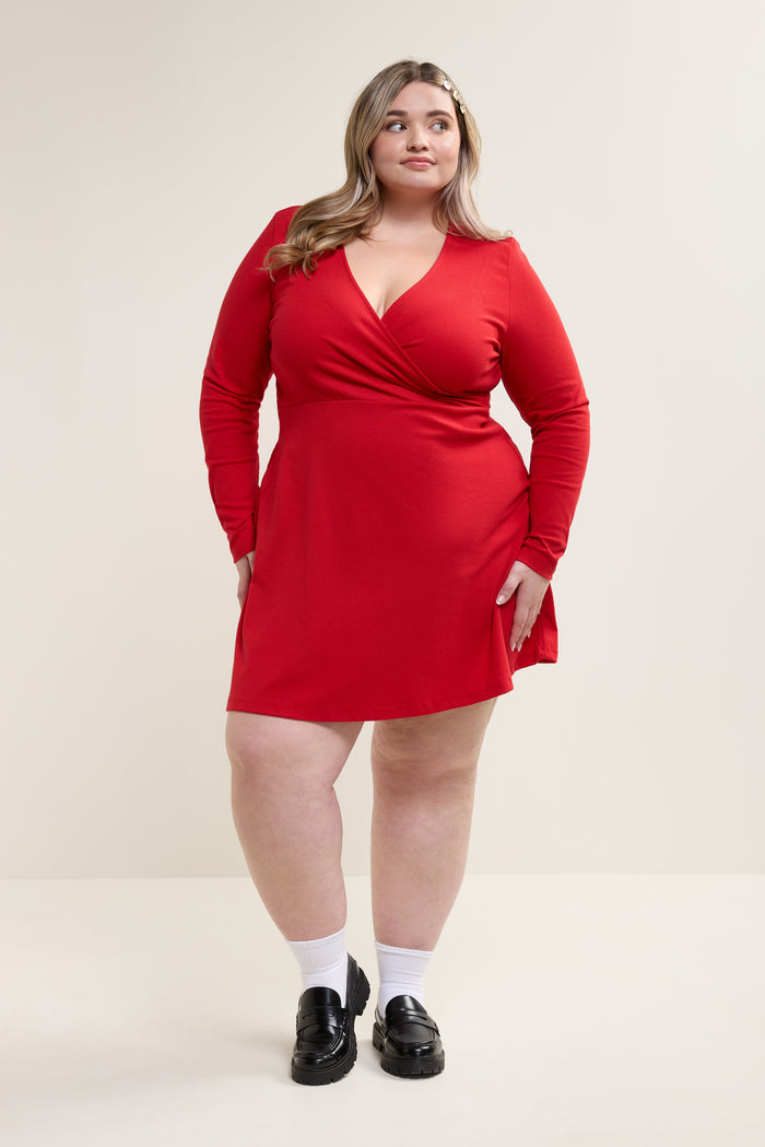 Long Sleeve Wrap-Over Dress - 2229