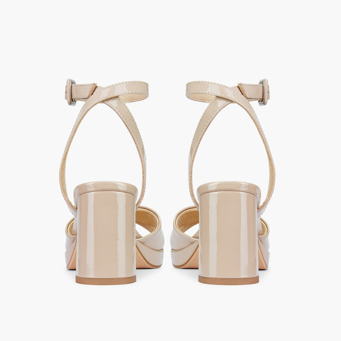 LUIZA PATENT - beige platform sandals