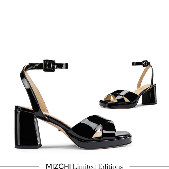 LUIZA PATENT - black platform sandals
