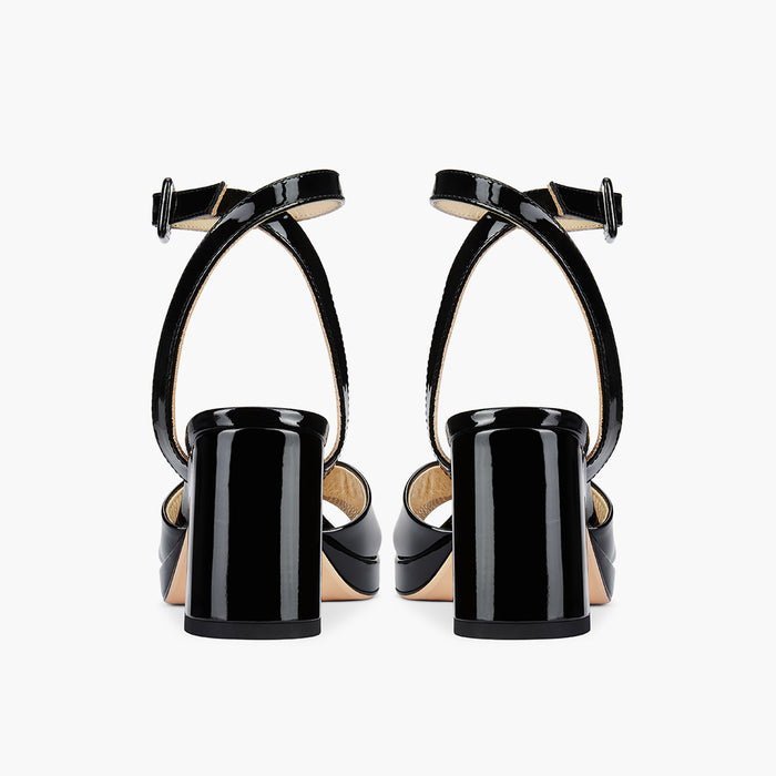 LUIZA PATENT - black platform sandals