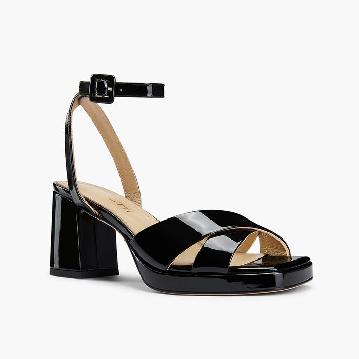 LUIZA PATENT - black platform sandals