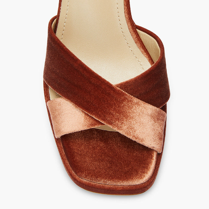 LUIZA VELVET - beige platform sandals