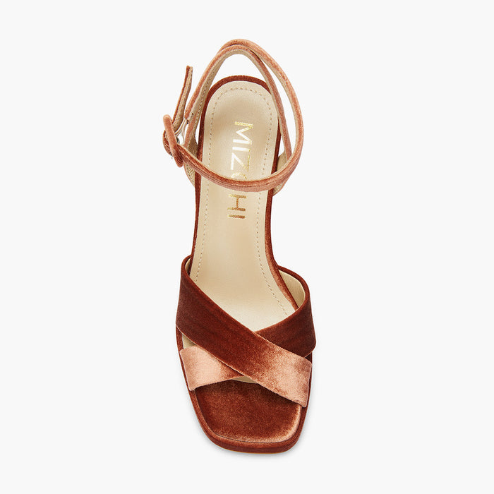 LUIZA VELVET - beige platform sandals