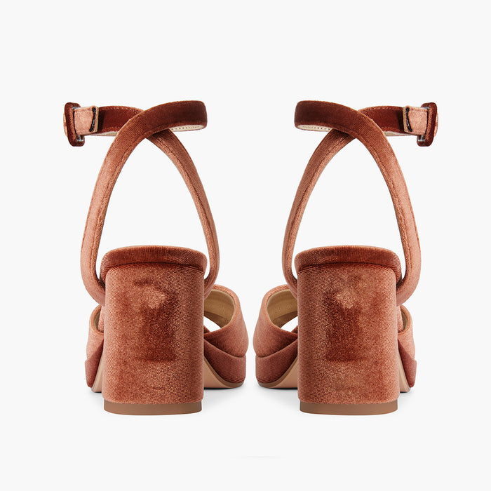 LUIZA VELVET - beige platform sandals