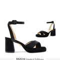LUIZA VELVET - black platform sandals