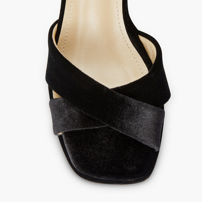 LUIZA VELVET - black platform sandals
