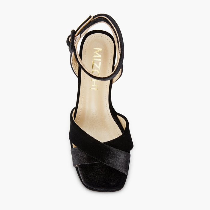 LUIZA VELVET - black platform sandals