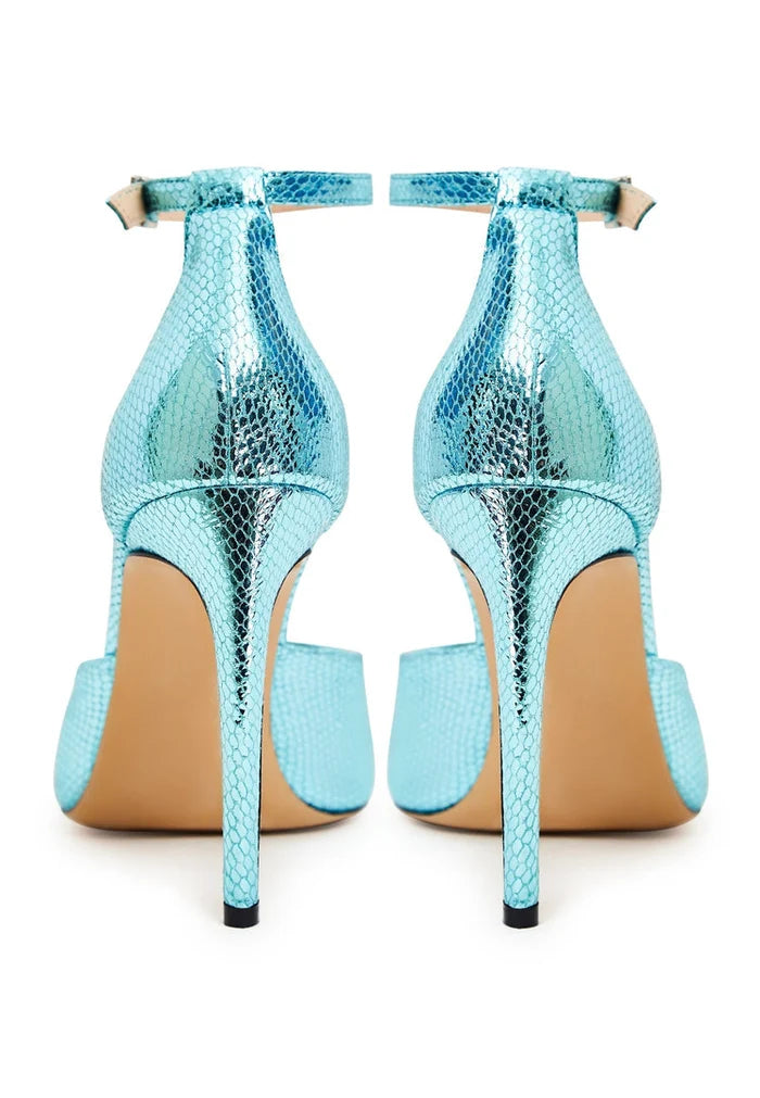 A pair of stunning high heel pumps in luxurious blue design, perfect for elegant occasions and showcasing luxury footwear style.