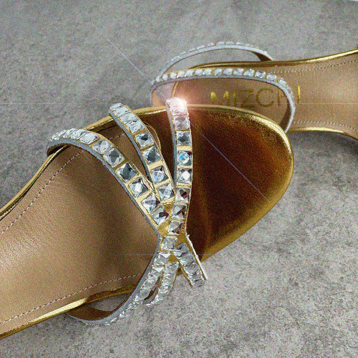 MADDY 70 GOLD  - diamond decor heels