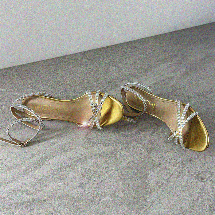 MADDY 70 GOLD  - diamond decor heels