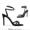 MADDY BLACK  - diamond decor heels