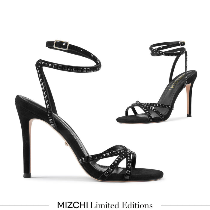 MADDY BLACK  - diamond decor heels